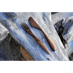 Elegant Set of 3 Wooden Flatware Set of 3 Cutlery with Brown Finished Perfect for Travel and Elegant Dining Accessory - Product Image 6