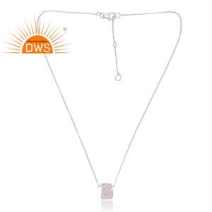 Collar con colgante de piedras preciosas de cuarzo rosa Natural de Plata de Ley 925, fabricante de joyería personalizada - Product Image 1