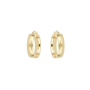 Aros Redondos Pulidos de Alta Calidad al por Mayor, Color Amarillo, 15 mm, Clásicos, Chapados en Oro de 18K, Plata de Ley 925 - Product Image 2