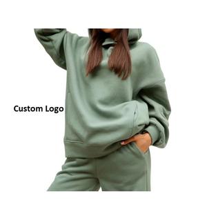 Prix en gros Nouveau modèle Vêtements d'entraînement longs à capuche avec logo personnalisé pour femmes Survêtement 2 pièces Ensemble pantalon à capuche BD - Product Image 1