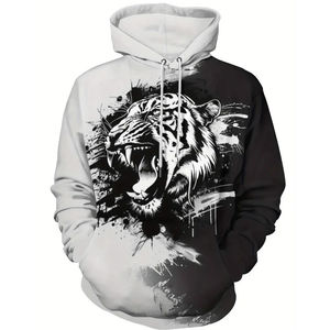 Sweat à capuche pour homme, design de créateur, grande taille, imprimé 3D, motif animal loup, streetwear, capuche, poche avant, pour usage extérieur - Product Image 6