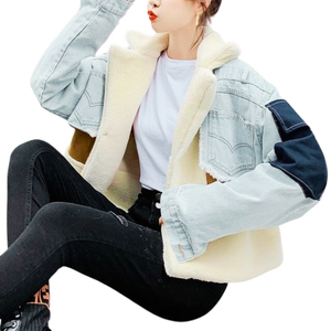 Chaqueta de Mezclilla Corta de Piel Sintética para Mujer, Chaqueta de Moda de Invierno de Alta Calidad, Cálida, Informal, de Calle, Moderna - Product Image 3