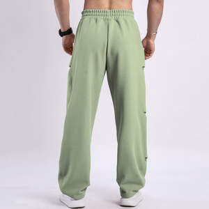 Pantalon en toile décontracté pour hommes Patchwork Design Loose Fit Mid Waist Plus Size Outdoor Sportswear Drawstring Closure Plain Dyed Front - Product Image 2