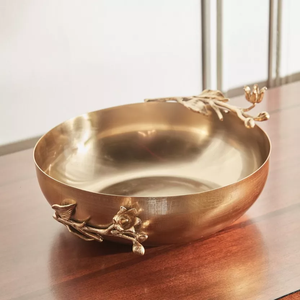 Bol de service alimentaire en acier inoxydable argent et or avec design floral écologique pour les fruits et les noix de vente d'usine de fête - Product Image 6