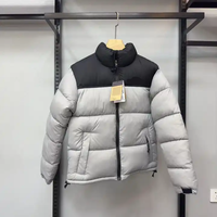 Blouson matelassé color block avec col noir, fermeture éclair, coupe-vent, manteau court décontracté d'hiver unisexe
