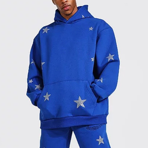 Chándales de diamantes de imitación de gran tamaño de alta calidad, diseño personalizado, Sudadera con capucha, conjuntos de chándales de estilo callejero - Product Image 4