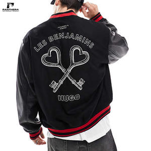 Chaqueta de lana y cuero negra personalizada con logotipos bordados y logotipo de McLaren dentro del producto de la fabricación de la temporada de invierno - Product Image 2