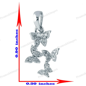 Vente chaude minimaliste 925 argent Sterling papillon Hip Hop Style pendentif GRA certifié fabrication de haute qualité de l'Inde - Product Image 4