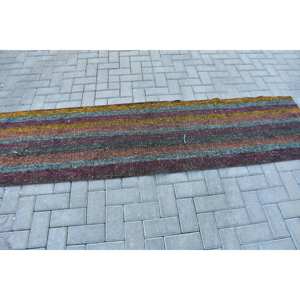 Alfombra Beige clásica moderna de lana hecha a mano de 2,1x8,3 pies con respaldo de látex de piel de conejo de imitación patrón de retazos estilo turco Vintage - Product Image 3