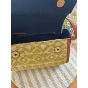 Handwoven Bohemian Clutch Sling Green Embroidered Warli Art Pearl Decoration Suede Straw Material Lady Fashion <b>Bag</b> Clasp Closure - Product Image 3