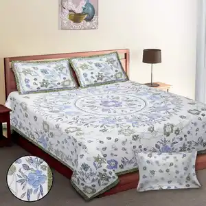 Jaipuri Bettwäsche-Design-Bettwäsche-Set indischer Großhandel-Bettlaken Handblock Druck Baumwolle Bettgröße handgefertigte Bettwäsche-Bettlaken