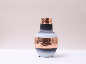 Botella de agua de cobre martillada Premium hecha a mano con olla de agua de espacio de vidrio incorporada olla de agua turca comerciantes instantáneos 99% cobre - Product Image 3