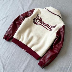 Veste de baseball varsity en chenille personnalisée, broderie, 100% laine, vintage, rouge et blanc, pour hommes. - Product Image 3