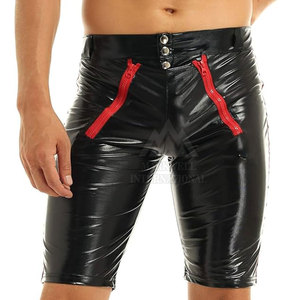 Pantalones cortos de cuero para hombre de diseño personalizado Pantalones cortos de cuero para hombre de marca privada Pantalones cortos de cuero para hombre de alta calidad para la venta - Product Image 1