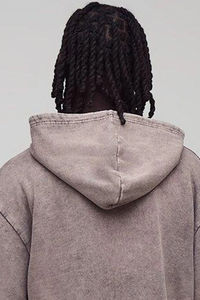 Sweat-shirts à capuche surdimensionnés à la mode, à fermeture éclair, en coton mélangé respirant, lavés à l'acide, pour hommes, pour l'hiver - Product Image 5