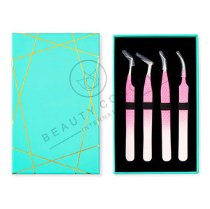 Eyelash Eyebrow Tweezers Angled Tip Professional Eyelash Extension Tweezers with Customized Brand Labeling Grafted Box Packing - Product Image 4