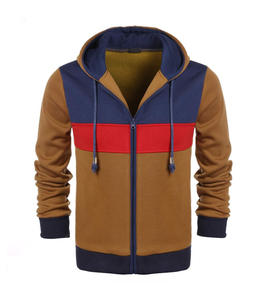 Mode hommes décontracté coton à capuche patchwork fermeture à glissière loisirs sport supérieur fabriqué au Pakistan sweats à capuche - Product Image 1