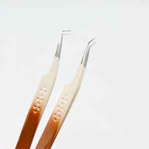 Pince à épiler professionnelle de qualité supérieure en acier inoxydable, double couleur, revêtement en poudre, précision, droite, pour extensions de cils, 90 - Product Image 6