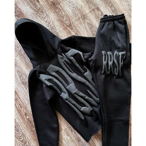 Personalizado 2 piezas Unisex 3D para pulóver chándal conjunto transpirable 100% algodón Joggers pantalones de chándal acampanados Sudadera con capucha otoño - Product Image 4