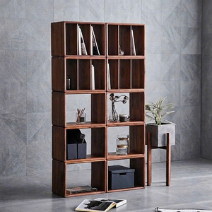 MODERN MODULAR ACACIA WOOD STORAGE <b>BOX</b> SET of 6 STACKABLE <b>WOODEN</b> ORGANIZER <b>CRATES</b> WATERPROOF & ECO-FRIENDLY for HOME OFFICE - Product Image 3