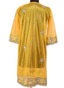 Vieux Kimono Boho Agrémenté Brodé Lourd Broderie Longue Robe Unique pour Femmes avec Paillettes Perles Bouton Décorations - Product Image 5