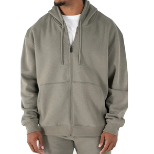 Veste 100% coton pour hommes, sweats à capuche zippés Streetwear surdimensionné vierge, sweat à capuche avec logo personnalisé et poids lourd, sweat à capuche zippé pour hommes - Product Image 5