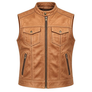 Gilet en cuir pour moto homme de bonne qualité, léger, grande taille, en promotion - Product Image 1