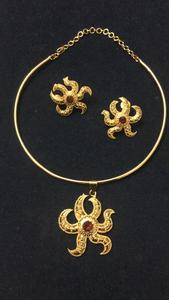 24K Gold Plated Dubai Fashion Jewelry Necklace Set Earrings Bangles Combs <b>Brooches</b> Copper Material for Bulgaria Turkey - Product Image 5