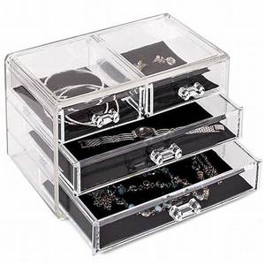 Organisateur de bijoux et cosmétiques en acrylique transparent moderne et écologique Mini mallette de rangement pour maquillage à 3 tiroirs pour commode de salle de bain - Product Image 4