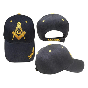 Gorra de Béisbol Masónica para Maestro Masón, Negra, con Bordado del Logotipo de Escuadra y Compás, Estilo Hip Hop, Personalizada - Product Image 1