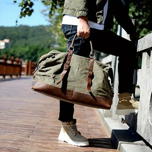 <b>Waxed</b> <b>Canvas</b> Fashion Duffle Bag Large Travel Weekender Men Women Overnight Waterproof Carry-On Luggage Zipper Portable Recycle - Product Image 5