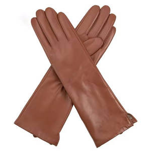 Longs gants en cuir pour femmes, en cuir PU, mode, robe, bras, hiver, gants chauds - Product Image 3