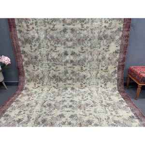 Alfombra Turca de 7x10 pies, Alfombra Vintage de Lana con Borde Marrón - Product Image 2