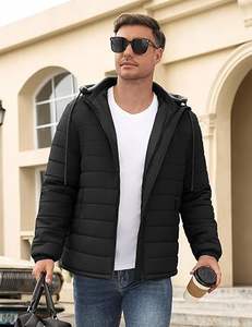 <b>Mens</b> Lightweight Puffer <b>Jacket</b> Winter Casual Quilted Coat with Detachable Hood Water Resistant Insulated Puffy Coat - Product Image 2