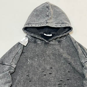 Sudadera con Capucha 100% Algodón, Estilo Vintage Desgastado con Lavado Ácido, Suave, Informal, con Apliques de Pedrería - Product Image 5