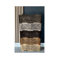 Boîte décorative de style moderne, design industriel géométrique, imperméable et écologique |   Conteneur en bois rustique avec accents, vente en gros