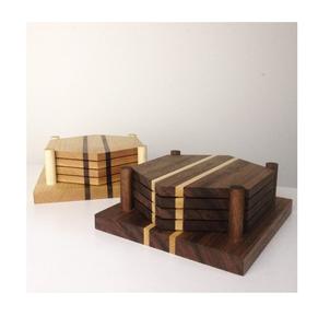 Dark Antique Polished Mango Wood Tea Coaster Set Manufacturer and Exporter Customized Design Table <b>Top</b> Wooden Coaster - Product Image 1