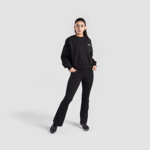 Sweat-shirt court pour femme Vital Edge, noir, en soie tricotée, avec des techniques de broderie et d'impression, style décontracté pour l'hiver et l'automne - Product Image 4