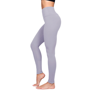 เลกกิ้งออกกำลังกายผ้าไนลอนสแปนเด็กซ์เอวสูงสำหรับผู้หญิงอุปกรณ์กีฬาแบบถักนิตติ้งระบายอากาศสีพื้นโลโก้ออกแบบได้ตามต้องการ - Product Image 6