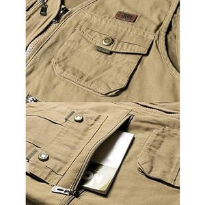 Gilet de pêche à séchage rapide sans manches et à col en V en denim respirant pour hommes avec poches multiples pour les sports d'extérieur et les voyage-OEM Service Spring - Product Image 4