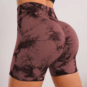 Short de yoga côtelé taille haute Short de motard pour femme sans couture Tissu doux extensible et respirant - Product Image 5