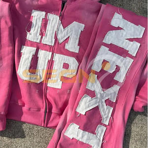 ชุดวอร์มผู้ชายวินเทจผ้าคอตตอนปะติดแบบรูดซิปทำให้ซีดจาง - Product Image 3