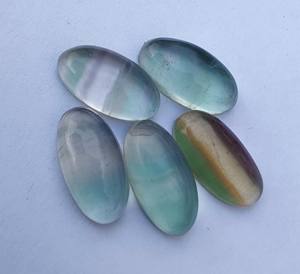 Wholesale Lavira AAA+ Natural Fluorite Cabochon Loose Gemstones Flat Back Black Crystal Quartz Beda Shape Third Party Certified - Product Image 3