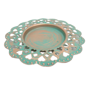 Nouvelle plaque lumineuse décorative en fer T taille Standard cuivre avec bougeoir Antique vert et plaque de bougie pour la décoration de mariage - Product Image 1