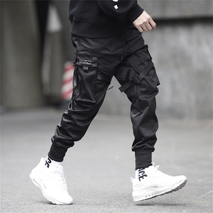 Pantalones Cargo de Hip Hop negros, pantalones de marca de moda versátiles de verano, pantalones de chándal coreanos góticos sueltos de moda para hombres - Product Image 5