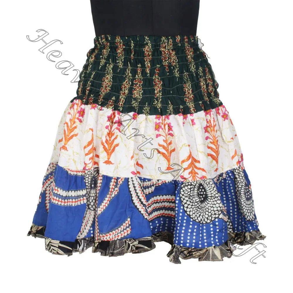 Новое поступление, модная мини-юбка из ткани Сари, Офисная мини-юбка для девочек, стильная разноцветная хлопковая мини-юбка