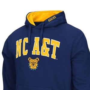 Sudadera con capucha de calidad premium North Carolina A & T Aggies con logotipo de Bulldog y acento amarillo - Product Image 3