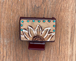 New Arrival Hot Selling Western Stylish Handmade Tooled Engraved Leather <b>Hair</b> <b>Claw</b> Clips Leather <b>Claw</b> <b>Hair</b> Accessories for Women - Product Image 3