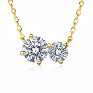 Collar de Moda con Colgante de Moissanita Toi Et Moi, Corte Brillante VVS, 0.75 CT, Plata de Ley 925, para Compromiso o Cumpleaños - Product Image 2