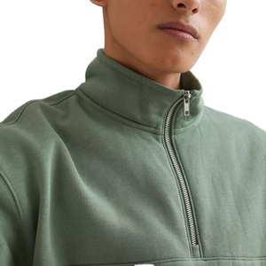 Oem Custom Plain Hoodies Cotton Men <b>Jumper</b> 14 Zip <b>Pullover</b> Green Blank Quarter Zip Sweatshirt Hoodies - Product Image 4